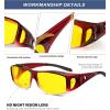 image:imageKALIYADI NightVisionGlasses FitOverGlasses WrapAround Glasses Anti Glare Night Driving Glasses for men women HD LensZ04wine Red GradientNight Vision
