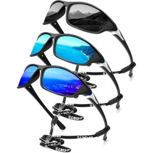 image:imageKALIYADI 4 Pack Polarized SunglassesMen Sports Sunglasses Mens Sunglasses UV Protection for Fishing Driving CyclingA07blackIce BlueDark Blue