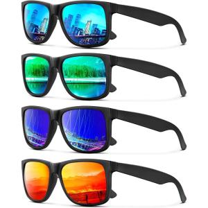 image:imageKALIYADI Sunglasses Men Polarized Sun glasses for Mens Womens Classic Matte Black Frame UV Protection 3packIce Blue  Green  Red  Dark Blue