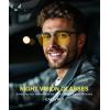 image:imageKALIYADI Polarized Sunglasses for Men and Women SemiRimless Frame Driving Sun glasses UV BlockingA292 Packglossy Black Night Vision Matte Blacksilver Night Vision