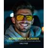 image:imageKALIYADI Polarized Sunglasses for Men and Women SemiRimless Frame Driving Sun glasses UV BlockingB222 Packblack Night Vision Glossy Blackgold Night Vision
