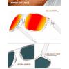 image:imageKALIYADI Polarized Sunglasses for Men and Women Vintage Style Sun Glasses for Fishing Running Driving with UV Protection3 Pack Clear Frame GreyIce BlueRed