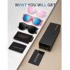 image:imageKALIYADI Sunglasses for Women Men Polarized and UV Protection Classic Rectangle Stylish Fashion Sun glasses3 PACK Matte blackgreyampTransparentpinkampPinkice blue