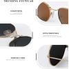 image:imageKALIYADI Sunglasses for Women and Men Polarized Square UV Protection Trendy Metal Frame Hexagon SunglassesB9 2 Pack LeopardGrey  GoldBrown