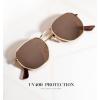 image:imageKALIYADI Sunglasses for Women and Men Polarized Square UV Protection Trendy Metal Frame Hexagon SunglassesB9 2 Pack LeopardGrey  GoldBrown