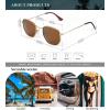 image:imageKALIYADI Sunglasses for Women and Men Polarized Square UV Protection Trendy Metal Frame Hexagon SunglassesB9 2 Pack LeopardGrey  GoldBrown