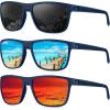 image:imageKALIYADI Polarized Sunglasses for Men Lightweight Sun Glasses with UV Protection for Driving Fishing Golf3 Pack Y Frame Bluelens BlackIce BlueRed