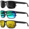 image:imageKALIYADI Polarized Sunglasses for Men and Women Vintage Style Sun Glasses for Fishing Running Driving with UV Protection3 Pack BlackGreenNight Vision