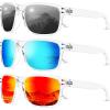 (3 Pack) Clear Frame| Grey/Ice Blue/Red