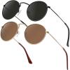 image:imagePremium Circle Sunglasses for Women and Men Classic Round Polarized Sun Glasses Metal Frame with UV Protection Grey  GoldBrown