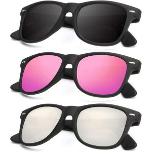 image:imageKALIYADI Polarized Sunglasses for Men and Women Matte Finish Sun glasses Color Mirror Lens UV Blocking 3 Pack