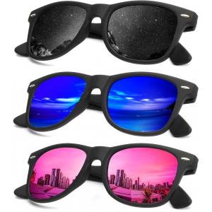 image:imageKALIYADI Polarized Sunglasses for Men and Women Matte Finish Sun glasses Color Mirror Lens UV Blocking 3 PackBlackGreen BluePink