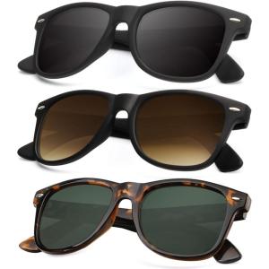 image:imageKALIYADI Polarized Sunglasses for Men and Women Matte Finish Sun glasses Color Mirror Lens UV Blocking 3 PackBlackTortoiseGradient Brown