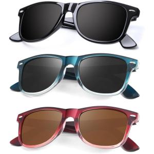 image:imageKALIYADI Polarized Sunglasses for Men and Women Matte Finish Sun glasses Color Mirror Lens UV Blocking 3 PackGlossy BlackGradient Wine RedGradient Blue