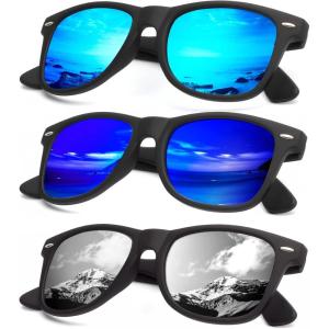 image:imageKALIYADI Polarized Sunglasses for Men and Women Matte Finish Sun glasses Color Mirror Lens UV Blocking 3 PackGreen BlueGreenSilver