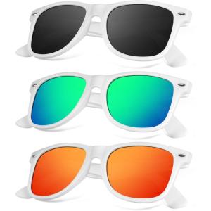 image:imageKALIYADI Polarized Sunglasses for Men and Women Matte Finish Sun glasses Color Mirror Lens UV Blocking 3 PackWhite GreyWhite GreenWhite Red
