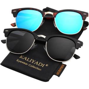 image:imageKALIYADI Polarized Sunglasses for Men and Women SemiRimless Frame Driving Sun glasses UV BlockingA032 Pack Matte Tortoise  Blue  Golden Rim  Matte Black  Black  Silver Rim