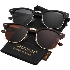 image:imageKALIYADI Polarized Sunglasses for Men and Women SemiRimless Frame Driving Sun glasses UV BlockingA042 Pack Matte Brown  Brown  Golden Rim  Matte Black  Black  Silver Rim