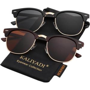image:imageKALIYADI Polarized Sunglasses for Men and Women SemiRimless Frame Driving Sun glasses UV BlockingA052 Pack Matte Brown  Brown  Golden Rim  Glossy Black  Black  Golden Rim