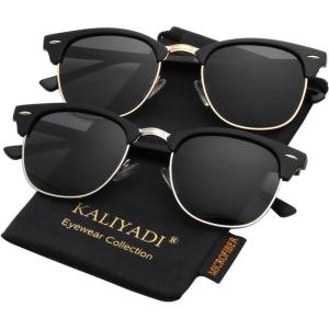 image:imageKALIYADI Polarized Sunglasses for Men and Women SemiRimless Frame Driving Sun glasses UV BlockingA062 Pack Glossy Black  Black  Golden Rim  Matte Black  Black  Silver Rim