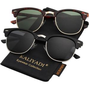 image:imageKALIYADI Polarized Sunglasses for Men and Women SemiRimless Frame Driving Sun glasses UV BlockingA072 Pack Matte Tortoise  G15  Golden Rim  Matte Black  Black  Silver Rim