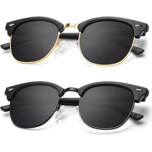 image:imageKALIYADI Polarized Sunglasses for Men and Women SemiRimless Frame Driving Sun glasses UV BlockingA082 Pack Matte Black  Black  Golden Rim  Matte Black  Black  Black Rim