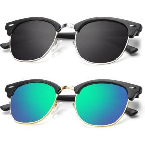 image:imageKALIYADI Polarized Sunglasses for Men and Women SemiRimless Frame Driving Sun glasses UV BlockingA092 Pack Matte Black  Green  Golden Rim  Matte Black  Black  Silver Rim