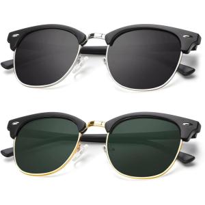 image:imageKALIYADI Polarized Sunglasses for Men and Women SemiRimless Frame Driving Sun glasses UV BlockingA102 Pack Matte Black  Black  Silver Rim  Matte Black  G15  Golden Rim