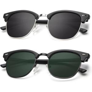 image:imageKALIYADI Polarized Sunglasses for Men and Women SemiRimless Frame Driving Sun glasses UV BlockingA112 Pack Matte Black  G15  Black Rim  Matte Black  Black  Silver Rim