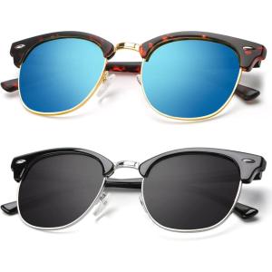 image:imageKALIYADI Polarized Sunglasses for Men and Women SemiRimless Frame Driving Sun glasses UV BlockingA122 Pack Matte Tortoise  Blue  Golden Rim  Glossy Black  Black  Silver Rim