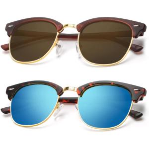 image:imageKALIYADI Polarized Sunglasses for Men and Women SemiRimless Frame Driving Sun glasses UV BlockingA132 Pack Matte Tortoise  Blue  Golden Rim  Matte Brown  Brown  Golden Rim