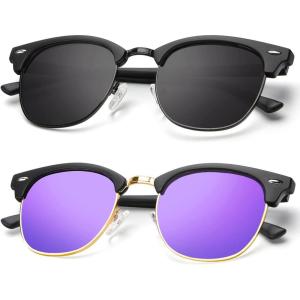 image:imageKALIYADI Polarized Sunglasses for Men and Women SemiRimless Frame Driving Sun glasses UV BlockingA152 Pack Matte Black  Purple  Golden Rim  Matte Black  Black  Black Rim