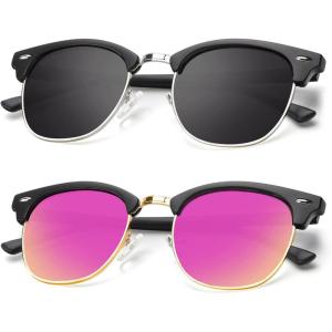 image:imageKALIYADI Polarized Sunglasses for Men and Women SemiRimless Frame Driving Sun glasses UV BlockingA162 Pack Matte Black  Purple  Golden Rim  Matte Black  Black  Silver Rim