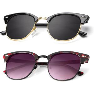 image:imageKALIYADI Polarized Sunglasses for Men and Women SemiRimless Frame Driving Sun glasses UV BlockingA212 Pack Glossy Black  Black  Gold Rim  Glossy Claret Tortoise  Gradient Black Red  Black Rim