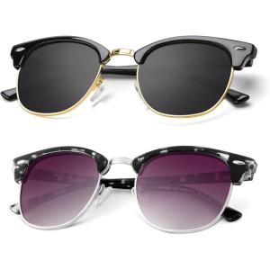 image:imageKALIYADI Polarized Sunglasses for Men and Women SemiRimless Frame Driving Sun glasses UV BlockingA222 Pack Glossy Black  Black  Gold Rim  Glossy White Tortoise  Gradient Purple Grey  Silver Rim