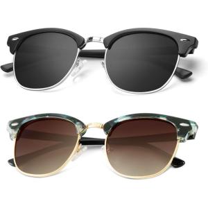 image:imageKALIYADI Polarized Sunglasses for Men and Women SemiRimless Frame Driving Sun glasses UV BlockingA232 Pack Matte Black  Black  Silver Rim  Glossy Blue Green Tortoise  Gradient Brown  Golden Rim