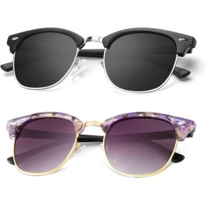 image:imageKALIYADI Polarized Sunglasses for Men and Women SemiRimless Frame Driving Sun glasses UV BlockingA252 Pack Matte Black  Black  Silver Rim  Glossy Purple Pink Tortoise  Gradient Purple Grey  Golden Rim