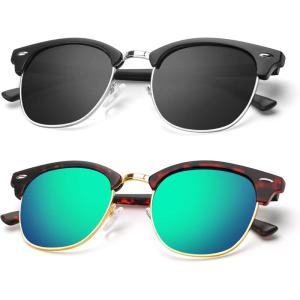 image:imageKALIYADI Polarized Sunglasses for Men and Women SemiRimless Frame Driving Sun glasses UV BlockingA262 Pack Matte Black  Black  Silver Rim  Matte Tortoise  Green  Gold Rim
