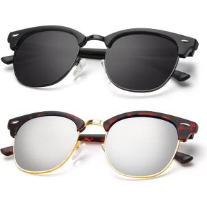 image:imageKALIYADI Polarized Sunglasses for Men and Women SemiRimless Frame Driving Sun glasses UV BlockingA282 Pack Matte Black  Black  Black Rim Matte Tortoise  Silver  Gold Rim