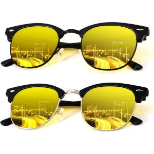 image:imageKALIYADI Polarized Sunglasses for Men and Women SemiRimless Frame Driving Sun glasses UV BlockingA292 Packglossy Black Night Vision Matte Blacksilver Night Vision