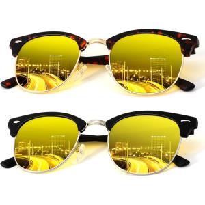 image:imageKALIYADI Polarized Sunglasses for Men and Women SemiRimless Frame Driving Sun glasses UV BlockingA302 Packtortoise Night Vision Matte Blacksilver Night Vision