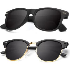 image:imageKALIYADI Polarized Sunglasses for Men and Women SemiRimless Frame Driving Sun glasses UV BlockingB012 Pack Matte Black  Black  Golden Rim  Matte Black