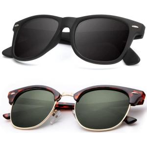 image:imageKALIYADI Polarized Sunglasses for Men and Women SemiRimless Frame Driving Sun glasses UV BlockingB022 Pack Glossy Tortoise  G15  Golden Rim  Matte Black