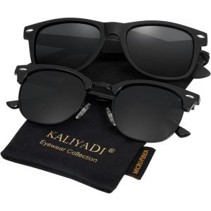 image:imageKALIYADI Polarized Sunglasses for Men and Women SemiRimless Frame Driving Sun glasses UV BlockingB032 Pack Glossy Black  Black  Black Rim  Matte Black