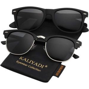 image:imageKALIYADI Polarized Sunglasses for Men and Women SemiRimless Frame Driving Sun glasses UV BlockingB042 Pack Matte Black  Black  Silver Rim  Matte Black