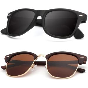 image:imageKALIYADI Polarized Sunglasses for Men and Women SemiRimless Frame Driving Sun glasses UV BlockingB052 Pack Matte Brown  Brown  Golden Rim  Matte Black