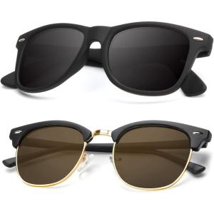 image:imageKALIYADI Polarized Sunglasses for Men and Women SemiRimless Frame Driving Sun glasses UV BlockingB062 Pack Matte Black  Brown  Golden Rim  Matte Black