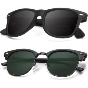 image:imageKALIYADI Polarized Sunglasses for Men and Women SemiRimless Frame Driving Sun glasses UV BlockingB072 Pack Matte Black  G15  Black Rim  Matte Black