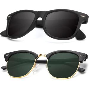 image:imageKALIYADI Polarized Sunglasses for Men and Women SemiRimless Frame Driving Sun glasses UV BlockingB082 Pack Matte Black  G15  Golden Rim  Matte Black