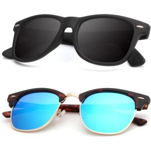 image:imageKALIYADI Polarized Sunglasses for Men and Women SemiRimless Frame Driving Sun glasses UV BlockingB102 Pack Matte Tortoise  Blue  Golden Rim  Matte Black